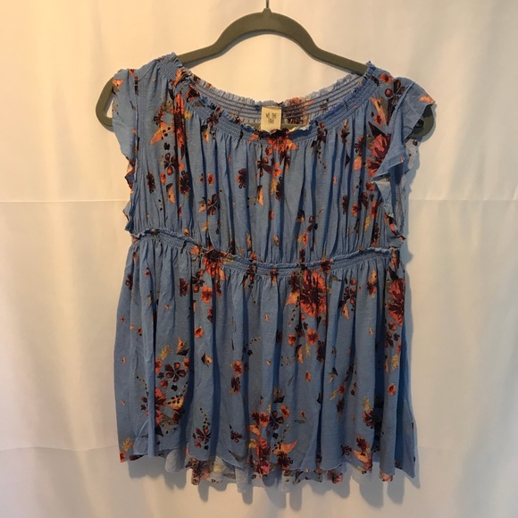 Free People Sky Combo Off or On Shoulders Top - Picture 3 of 8